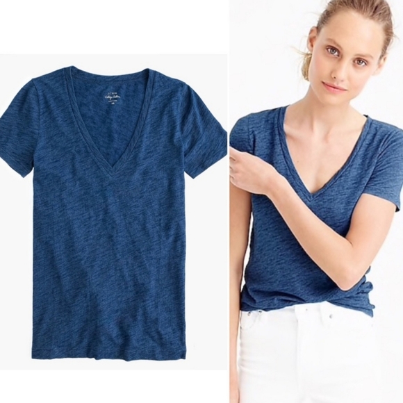 Jcrew Vintage Cotton Slub Vneck Tee 